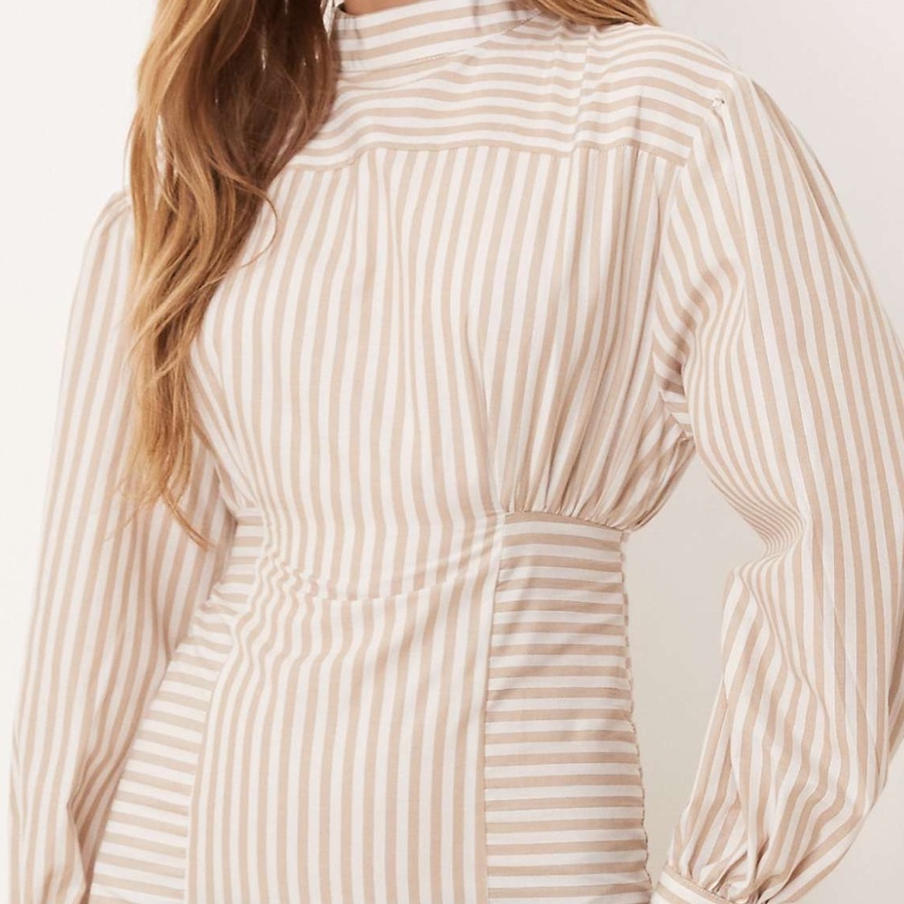 ASOS Beige Striped Mini Dress